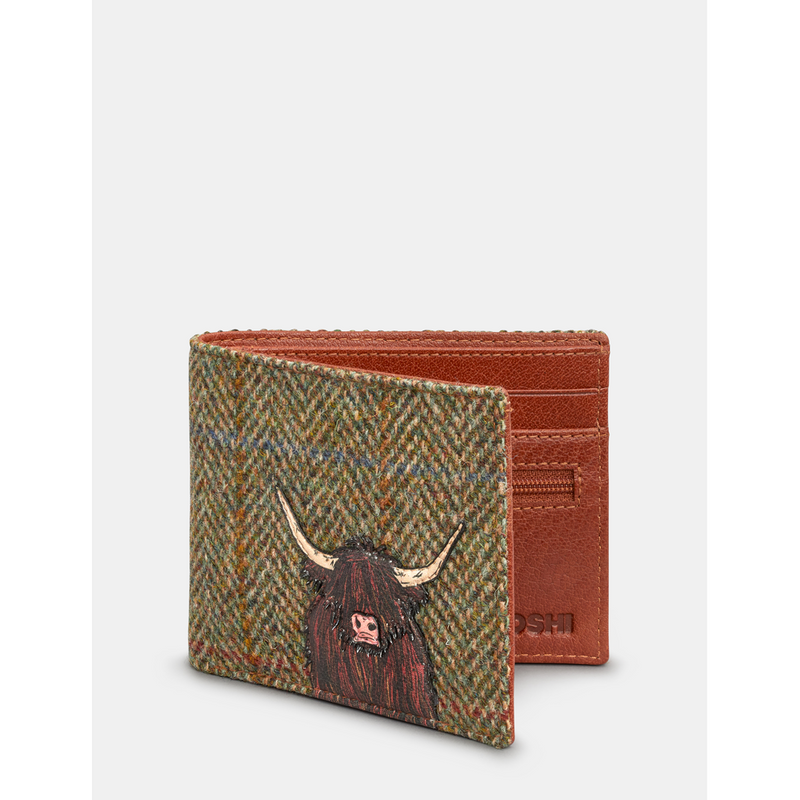 Yoshi Highland Cow Tweed Leather Wallet