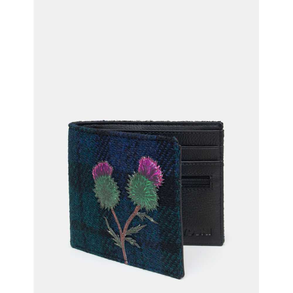 Yoshi Highland Thistle Harris Tweed Leather Wallet