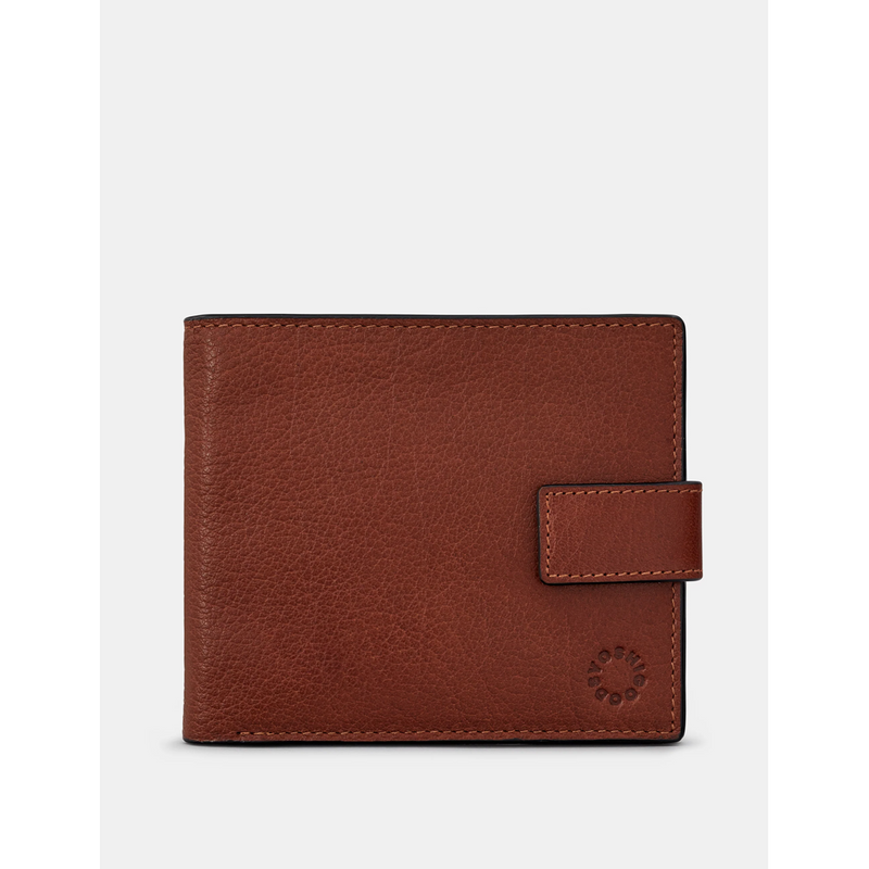 Yoshi Two Fold Brown Leather Wallet with Tab