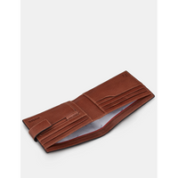 Yoshi Two Fold Brown Leather Wallet with Tab