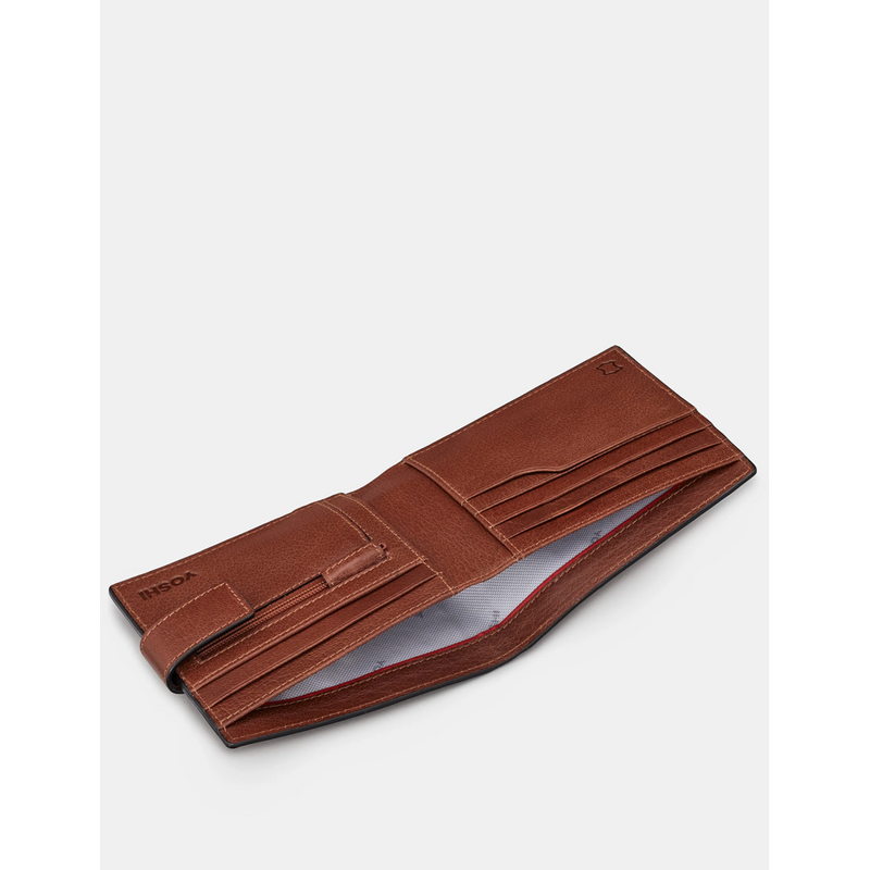 Yoshi Two Fold Brown Leather Wallet with Tab