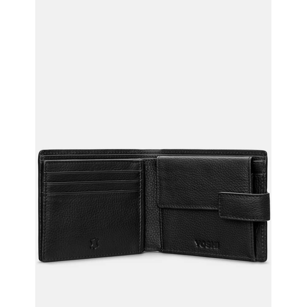 Yoshi Extra Capacity Black Leather Wallet with Tab