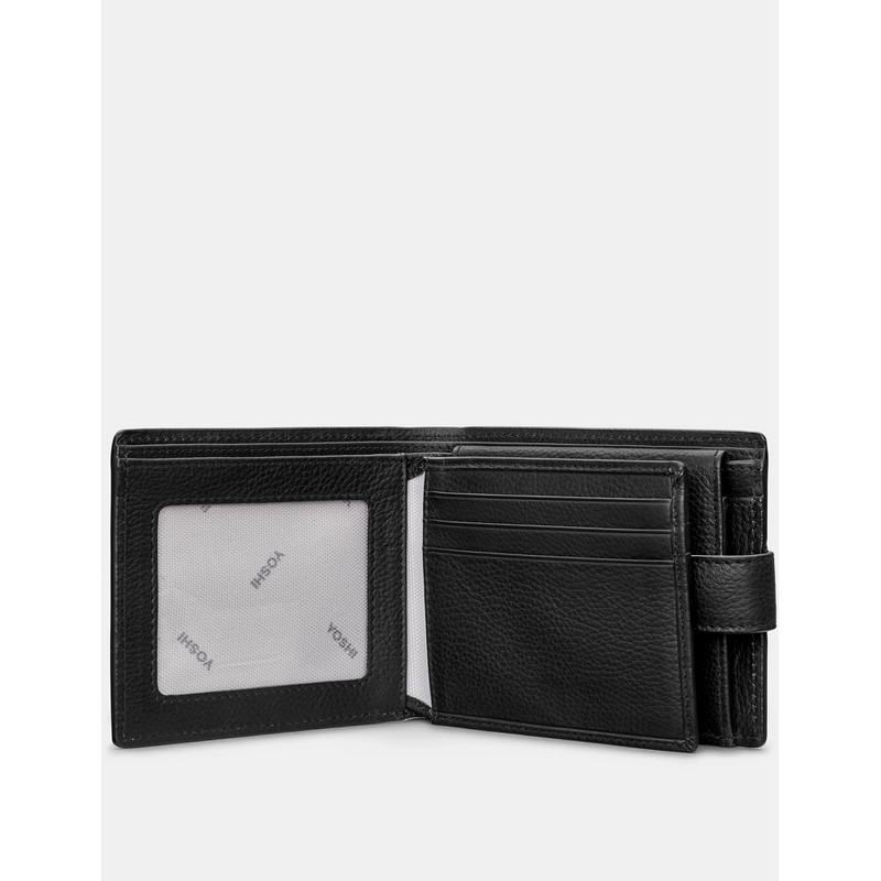 Yoshi Extra Capacity Black Leather Wallet with Tab