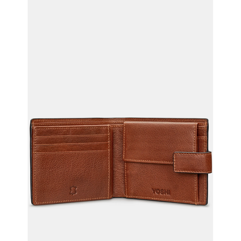 Yoshi Extra Capacity Brown Leather Wallet with Tab