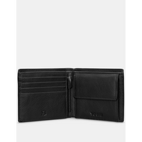 Yoshi Extra Capacity Black Leather Wallet with Coin Pocket