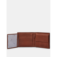 Yoshi Extra Capacity Brown Leather Wallet with Coin Pocket