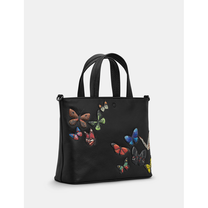 Yoshi Amongst Butterflies Black Leather Grab Bag