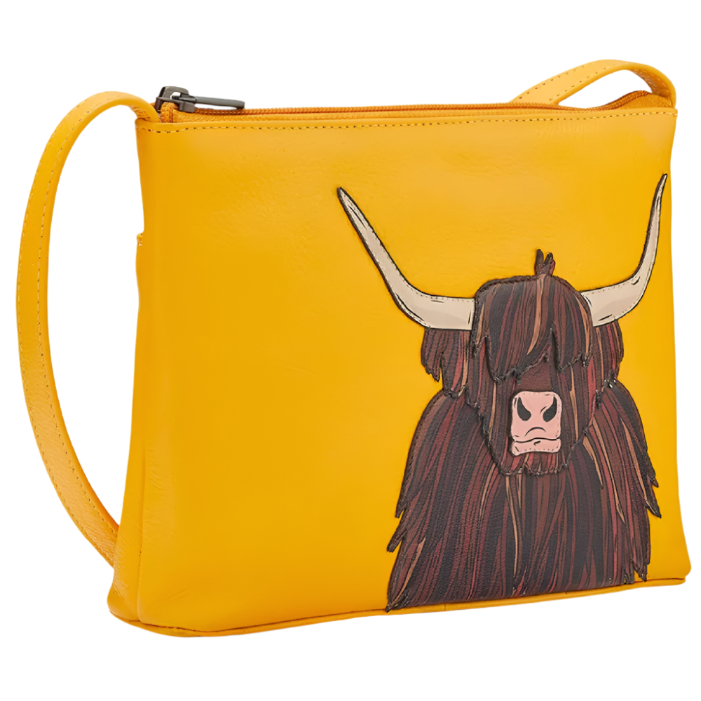 Yoshi Highland Cow Yellow Leather Grab Bag