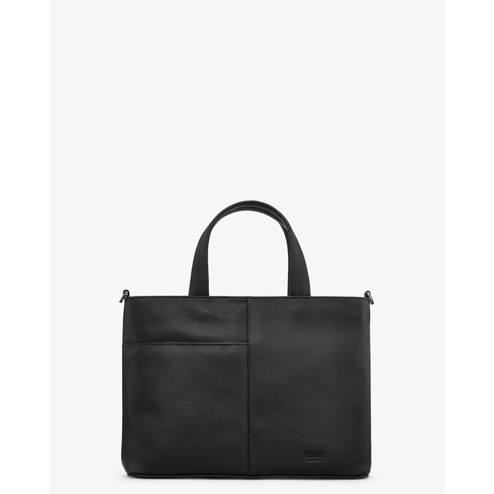 Yoshi Sunflowers Black Leather Multiway Grab Bag