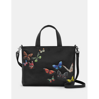 Yoshi Amongst Butterflies Black Leather Grab Bag