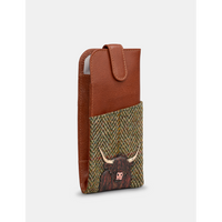 Yoshi Highland Cow Tweed Leather Glasses Case