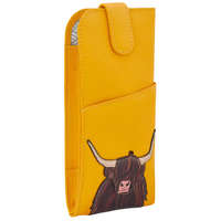 Yoshi Highland Cow Yellow Leather Glasses Case