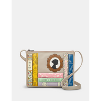 Yoshi Jane Austen Bookworm Warm Grey Leather Cross Body Bag