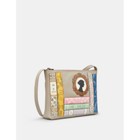 Yoshi Jane Austen Bookworm Warm Grey Leather Cross Body Bag