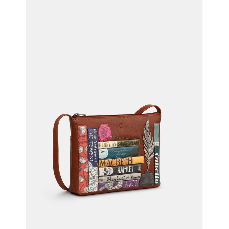 Yoshi Shakespeare Bookworm Brown Leather Cross Body Bag