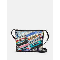 Yoshi Back to the 80s Cassette Tape Black Leather Cross Body Bag