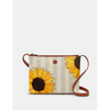 Yoshi Sunflower Bloom Brown Leather Cross Body Bag