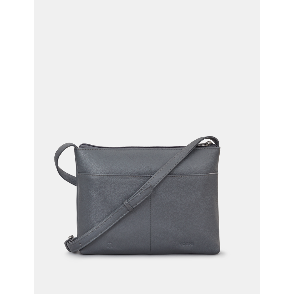 Yoshi Bronte Bookworm Parker Grey Leather Cross Body Bag