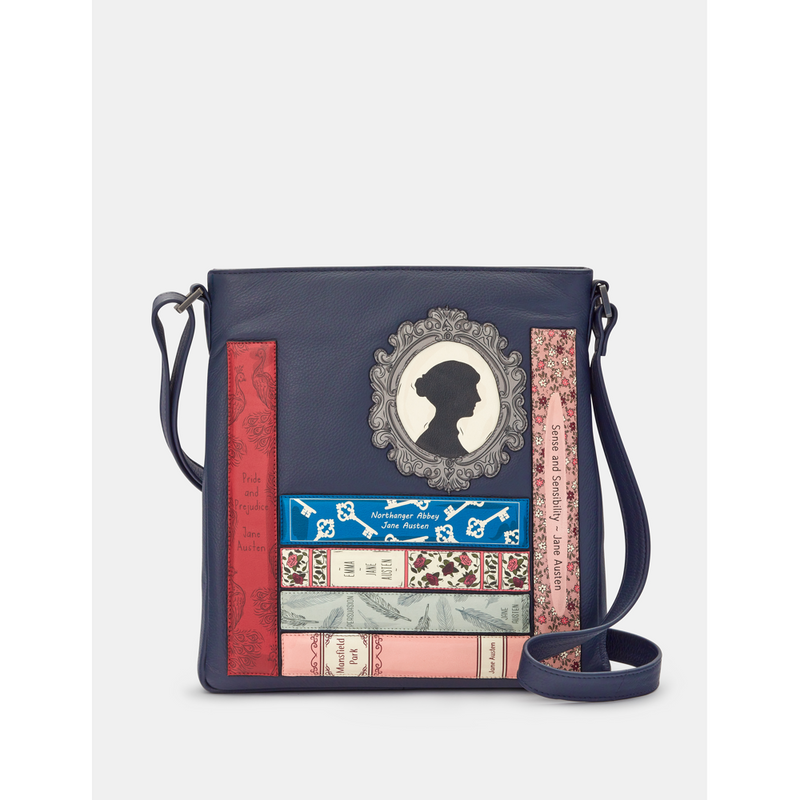 Yoshi Jane Austen Bookworm Bryant Navy Leather Cross Body Bag