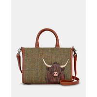 Yoshi Highland Cow Tweed Leather Grab Bag