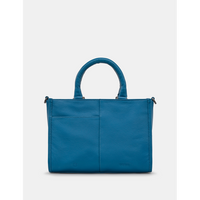 Yoshi Peacock Plume Petrol Blue Leather Grab Bag