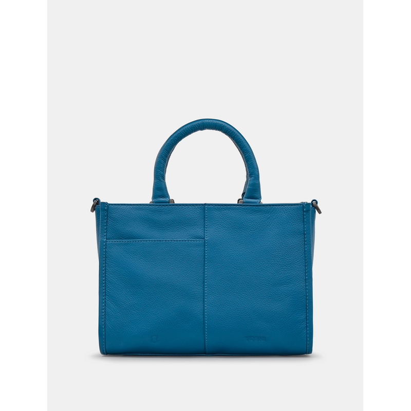 Yoshi Peacock Plume Petrol Blue Leather Grab Bag