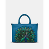 Yoshi Peacock Plume Petrol Blue Leather Grab Bag