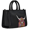 Yoshi Highland Cow Black Leather Grab Bag