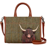 Yoshi Highland Cow Tweed Leather Grab Bag