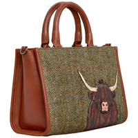 Yoshi Highland Cow Tweed Leather Grab Bag