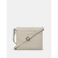 Yoshi Stanton Triple Gusset Flap Over Warm Grey Leather Bag