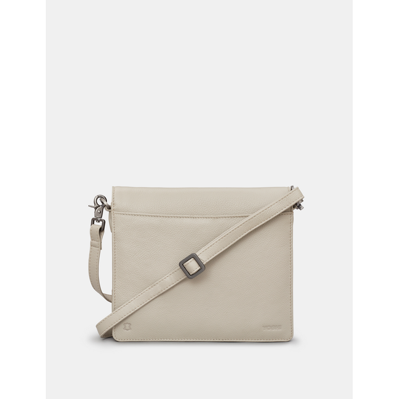 Yoshi Stanton Triple Gusset Flap Over Warm Grey Leather Bag