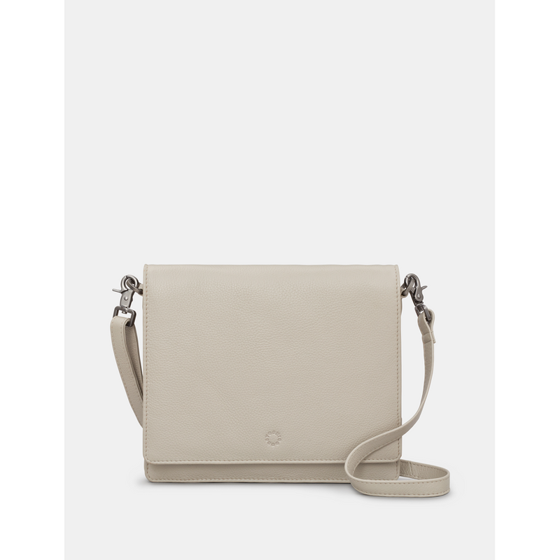 Yoshi Stanton Triple Gusset Flap Over Warm Grey Leather Bag