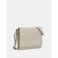 Yoshi Stanton Triple Gusset Flap Over Warm Grey Leather Bag