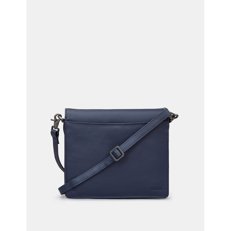 Yoshi Stanton Triple Gusset Flap Over Navy Leather Bag