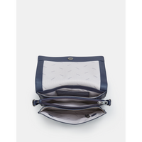 Yoshi Stanton Triple Gusset Flap Over Navy Leather Bag