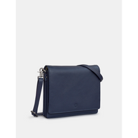 Yoshi Stanton Triple Gusset Flap Over Navy Leather Bag