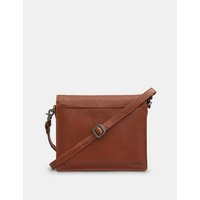 Yoshi Stanton Triple Gusset Flap Over Brown Leather Bag