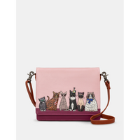 Yoshi Party Cats Triple Gusset Brown Flap Over Bag