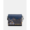 Yoshi Stargazing Cats Leather Tripe Gusset Flap Over Cross Body