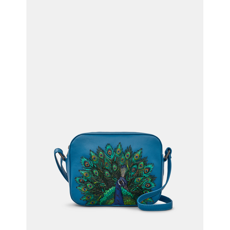 Yoshi Peacock Plume Petrol Blue Leather Camera Bag