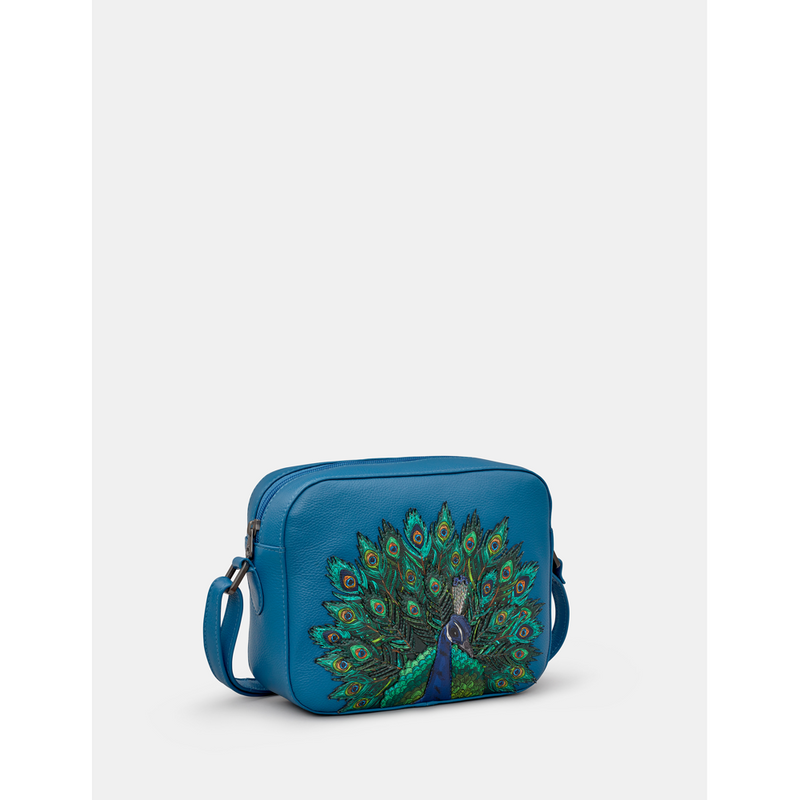 Yoshi Peacock Plume Petrol Blue Leather Camera Bag