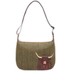 Yoshi Highland Cow Tweed Leather Hobo Bag