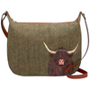 Yoshi Highland Cow Tweed Leather Hobo Bag