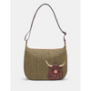 Yoshi Highland Cow Tweed Leather Hobo Bag