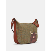 Yoshi Highland Cow Tweed Leather Hobo Bag