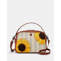 Yoshi Sunflower Bloom Brown Leather Mulitway Cross Body Bag