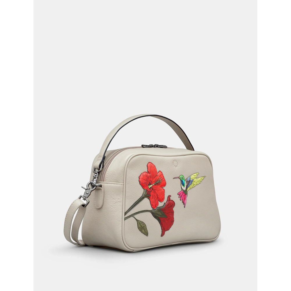 Yoshi Petals & Feathers Hummingbird Multiway Warm Grey Leather Cross Body Bag