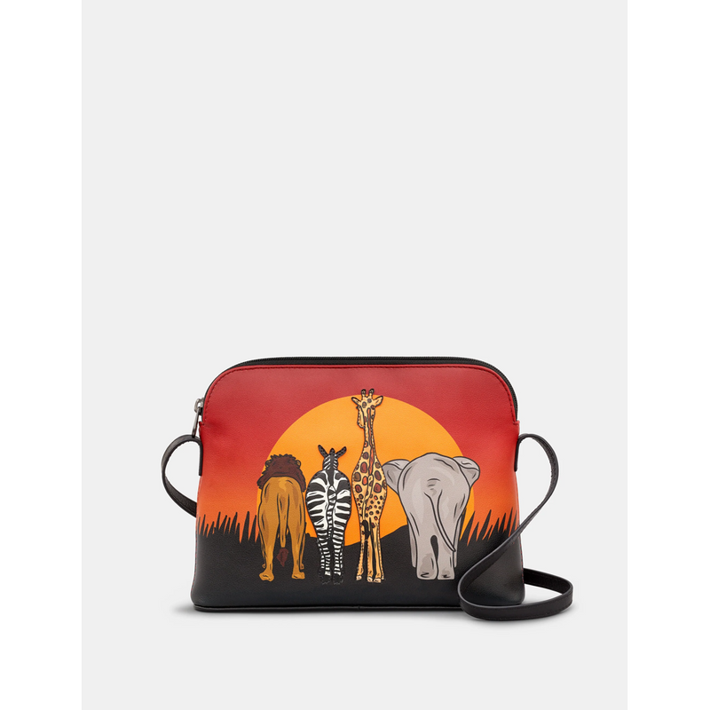 Yoshi On Safari Black Leather Cross Body Bag