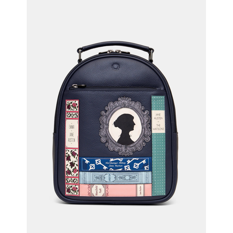 Yoshi Jane Austen Bookworm Navy Leather Backpack